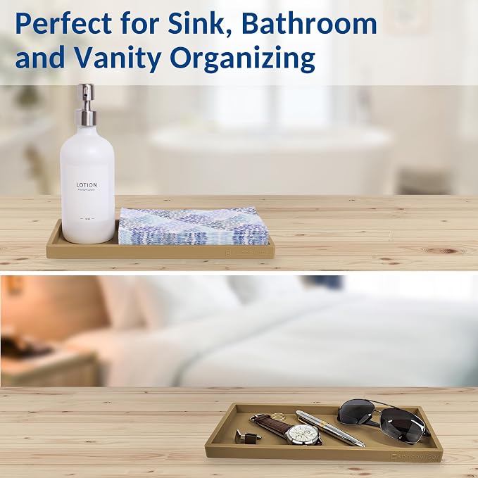 Silicone Countertop & Vanity Tray – 11.7” Bathroom Counter Tray | Bathroom Tray, Bathroom Tray Countertop, Tray for Bathroom Counter, Silicone Kitchen Tray for Counter & Countertop Organizer - Image 7