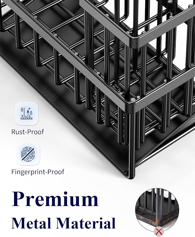 Kitsure Sponge Holder for Kitchen Sink, 7.9"x3.7"x6.2", Black | Kitchen Sink Caddy, Home Decor Accessories, Stainless Steel, High Brush Holder - Image 6
