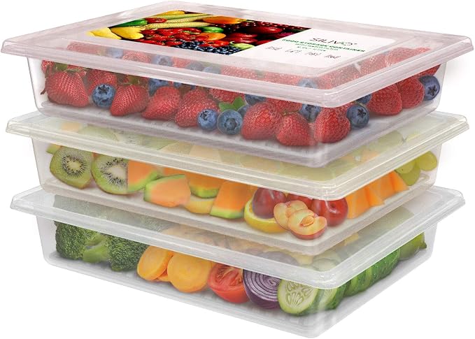 SILIVO Fridge Produce Saver Containers (3 Pack) - 2.5L Drain Tray Keeps Veggies, Fruits, Lettuce Fresh by SILIVO