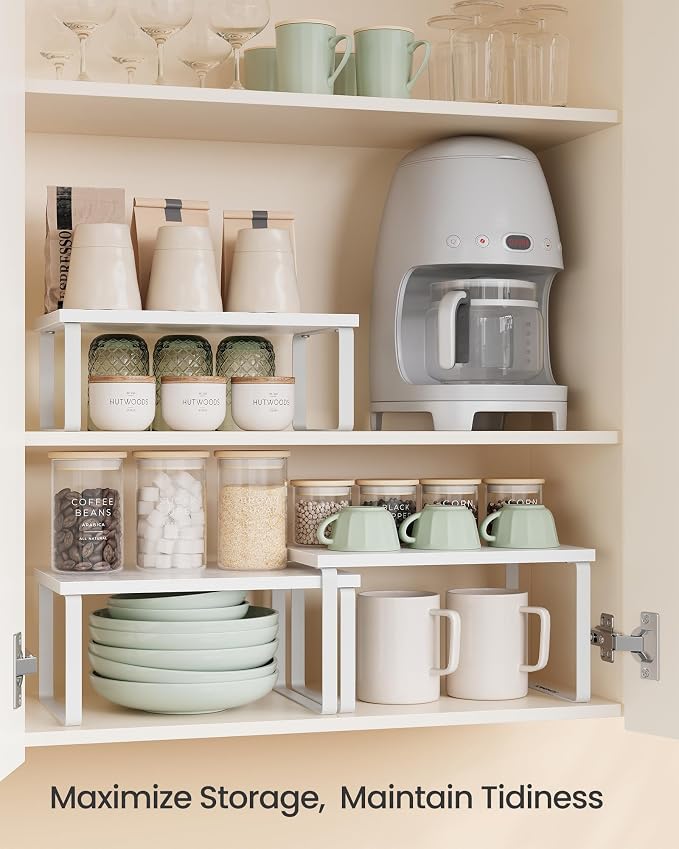 SONGMICS Cabinet Organizer Shelf, Set of 3 Spice Rack, Kitchen Storage | Kitchen Counter Shelves, Kitchen Storage, Spice Rack, Snow White and Matte White, BYSTRO Collection UKCS220WE01S - Image 3