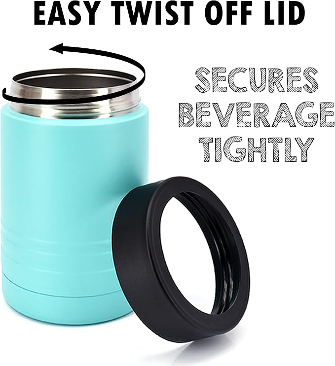 Clear Water Home Goods 4-in-1 12 oz Can Cooler Teal | Double Wall Vacuum Insulated 18/8 Stainless Steel, Fits 12 oz Cans & Bottles and 16 oz Cans, Powder Coated Finish - Image 2