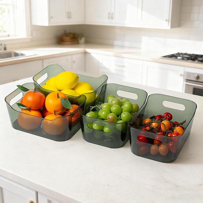 Tiawudi 8 Pack Plastic Storage Bins, Clear Pantry Organizers and Storage Containers, Multi-Use Organizer Bins for Kitchen, Bathroom, Office, Shelf, Fridge, Home Edit and Cabinet Organizers - Image 3