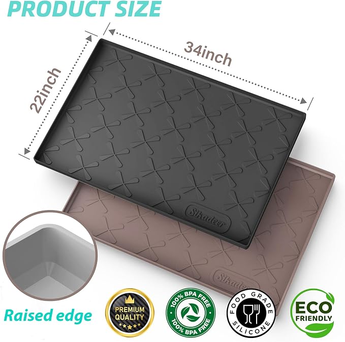 Waterproof Under Sink Mat 34" x 22", Silicone Mat Kitchen liner | BPA-Free Silicone Mat with Raised Lip Protects Cabinets from Leaks, Versatile Home Organizer for Bathroom, Pets, Boots, Floor - Image 3