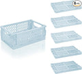 6 Pack Mini Foldable Small Plastic Baskets for Organizing and Storage，Collapsible Storage Crates,Mini Bins for Home Kitchen Bedroom Bathroom Office (Blue, Small 6x4x2.2) by Daixers