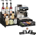 Coffee Station Organizer Compatible with Nespresso Vertuo Pods, Holds 48 Small or 32 Large Pods, 3-Tier Coffee Bar Organizer with K-Cup Holder, Coffee Pod Drawer & Syrup Cups Rack for Accessories by Bliesosfud