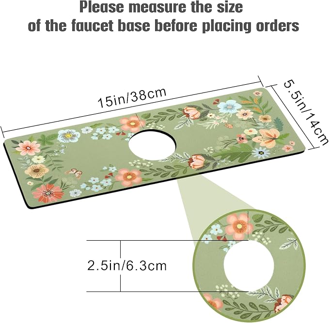 Sink Faucet Absorbing Mat, 2 Pack Drying Mat Around Faucet Sink Splash Guard Behind Faucet Sinkmat For Kitchen Bathroom Island Rv 15 * 5.5 Inch (38 * 14 cm) - Image 2