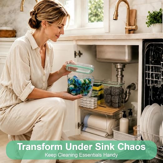 5-in-1 Trash Bag Dispenser, Laundry & Dishwasher Pods Storage Container | Space-Saving Under Sink Garbage Bag Dispenser for 13/30/33 Gallon Bags & Laundry Room Storage. Home Organization Must Haves! - Image 2
