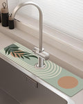 Patterned Sink Faucet Mat Kitchen Splash Guard Super Absorbent Drying Mat, Non-Slip Drain Pad for Kitchen Counter or Bathroom-24x5.5in by BnhjsdwTablecloth