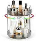 360 Rotating Makeup Organizer, 2 Tier Lazy Susan Bathroom Counter Organizer, Skincare Organizers, Spinning Perfume Organizer & Vanity Organizer Countertop (Classic Grey, 2 Tier) by Niluks
