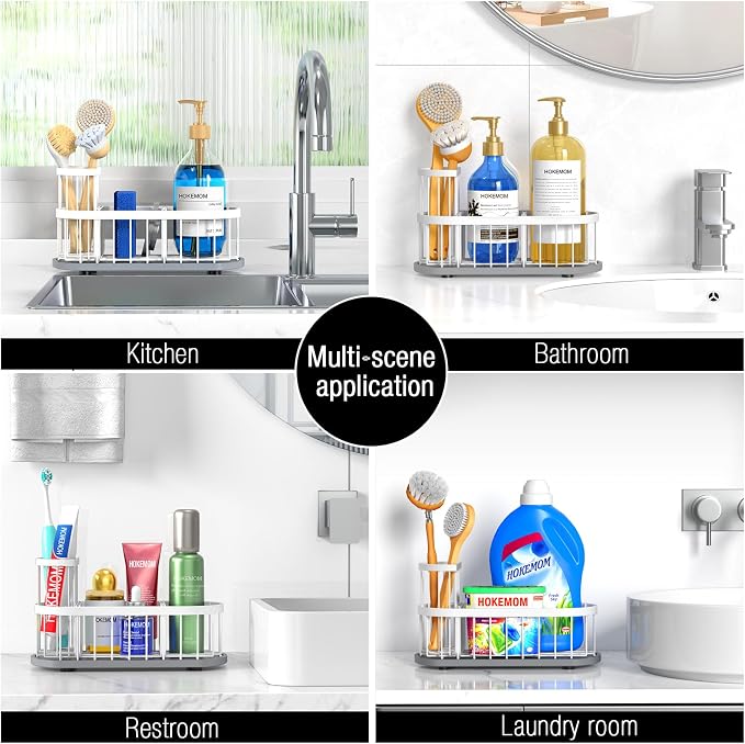 Sink Caddy Kitchen Sink Organizer, Sponge & Brush Holder, Stone Drying Mat | Space-Saving Sink Sponge Holder with Full-Size Tool Storage, Fits Most Sinks, Kitchen Sink Accessory and Countertop Organizer - Image 7