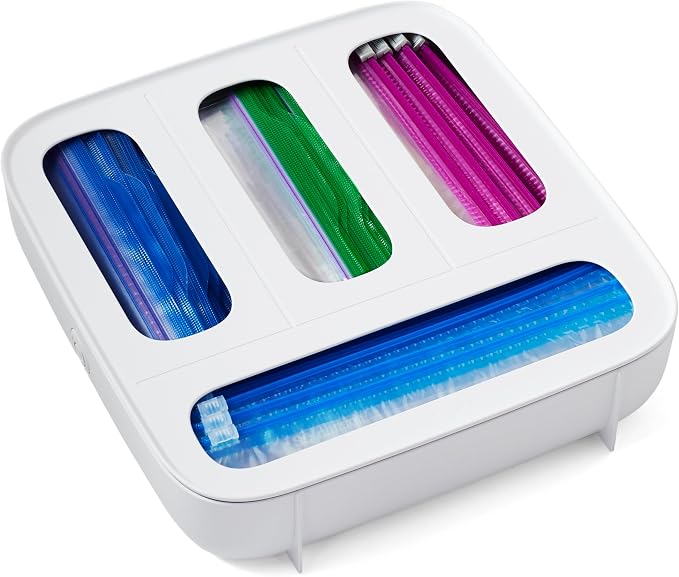 YouCopia StoraBag Food Bag Dispenser, Family Size 4-Slot, Plastic Sandwich Bags Drawer Organizer for Kitchen Storage by YouCopia