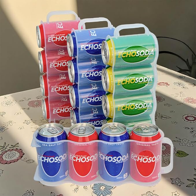 Portable Soda Can Organizer for Refrigerator, Clear, 2 Pack | Soda can holder for cooler, with handle, stackable, eco-friendly plastic, keep soda cans and beer bottles from rolling - Image 7