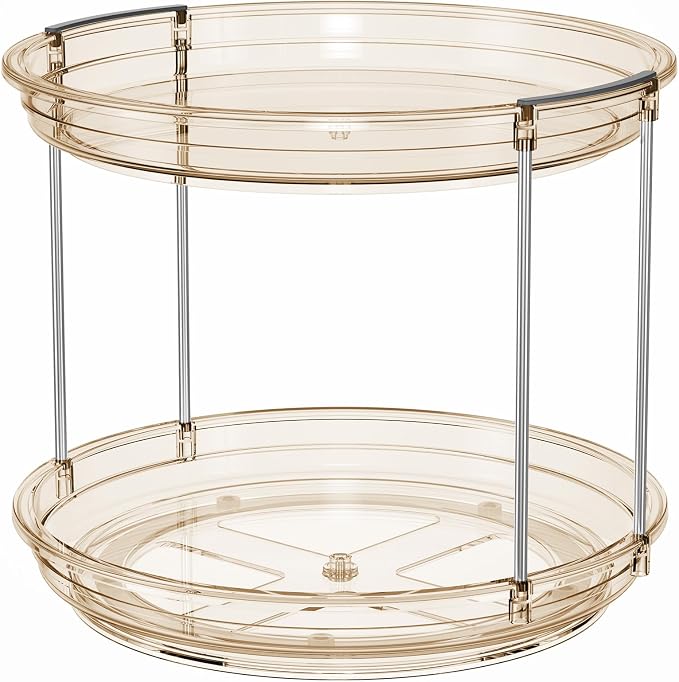LAMU 2 Tier Lazy Susan Turntable Organizer 10.6'' Rotating Spice Rack Organization for Cabinet, Kitchen, Pantry, Countertop, Bathroom, Vanity, Medicine Cabinet Organizer, Amber - Image 9