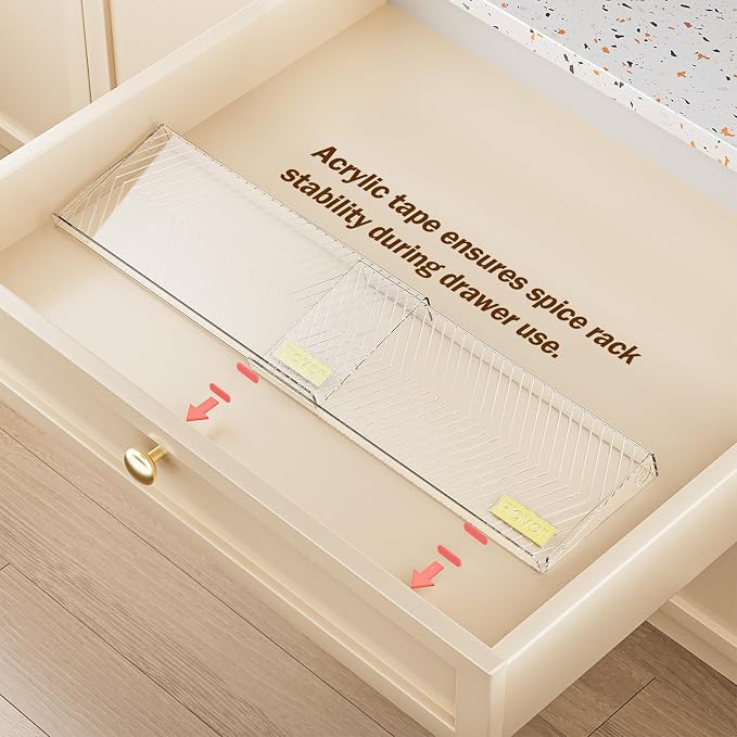 Spice Drawer Organizer, 8 Pack Clear Seasoning Organizer Rack | Expandable From 11" to 22" Wide, Kitchen Spice Rack Organizers for Drawer, Countertop, (Jars Not Included) - Image 7