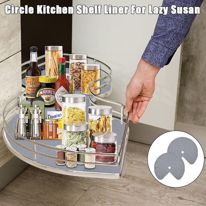 2 PCS 26" Lazy Susan Shelf Liner, Jaxbo Silicone Lazy Susan Liner for Dual Tier Pie Cut Organizer,Non-Slip Thermal Protection Mat - Image 6