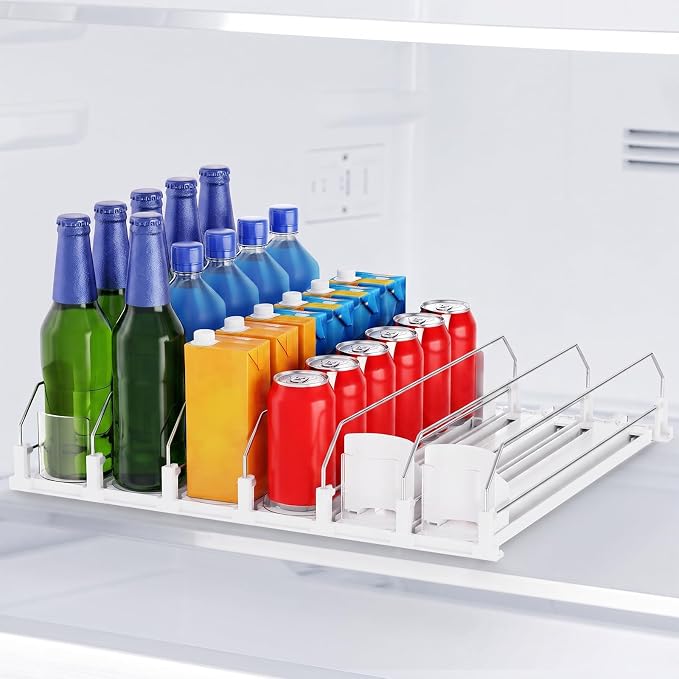Dayacoco Drink Organizer,Soda Drink Dispenser For Fridge,Fridge Can Drink Organizer,12oz 16oz 20oz-Soda Automatic Dispenser For Fridge And Adjustable Width-Holds Up To 30 Cans,6 Rows by Dayacoco