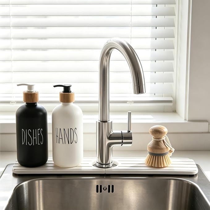 NiuYichee Water Absorbent Faucet Mat for Kitchen Sink,Stone Drying Sink Mat | Absorbing Stone Tray for Bathroom Counter, Diatomite Coaster, Sink Splash Guard/ Sink Protectors, Fast-dry, Prevent Moisture - Image 9