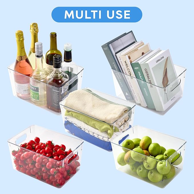 JollyPack Clear Plastic Storage Bins, 4 Pack | Pantry Organizers, Storage with Handles, Clear Storage Containers,Great for Fridge, Kitchen, Bathroom and Office - Image 7