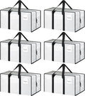 6 Pack Extra Heavy Duty Large Moving Bags with Strong Zipper, White | Comfortable Handles, Sturdy & Durable Clothes Storage Bags Totes Bins, Blue Packing Moving Boxes for College Supplies by Fygrip