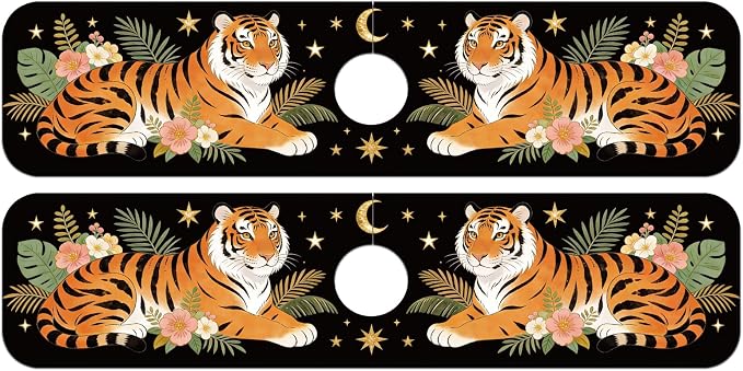 2 Pcs Tiger Kitchen Sink Splash Guard Faucet Mat Tropical Leaves Faucet Mat for Sinks Absorbing Drying Mats for Kitchen Bathroom, 23.6x5.5inch - Image 8