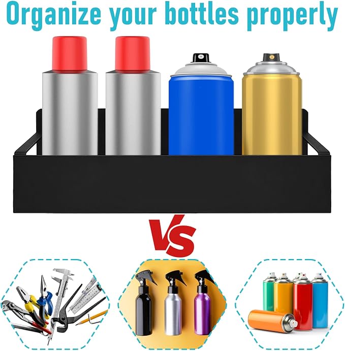 6 Pcs Magnetic Spray Can Holder, Magnet Toolbox Holder, Wall Mounted Spray Bottle Rack, Mechanic Paint Can Organizer, Tool Box Storage Rack for Garage Home Workspace (Black) - Image 4