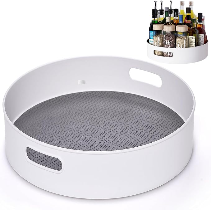 Lazy Susan Turntable 11.8 in 360 ° Rotates Multipurpose Round Turntable for Cabinet, Pantry, Kitchen, Countertop, Fridge, Bathroom Organizer (Large) by INVODA