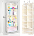 ULG Over the Door Organizer, 5-Tier Extra Large Hanging Storage with 10 Mesh Pockets, 100 lbs Capacity, Heavy Duty Door Organizer for Closet, Bedroom, Nursery Storage, Beige by ULG