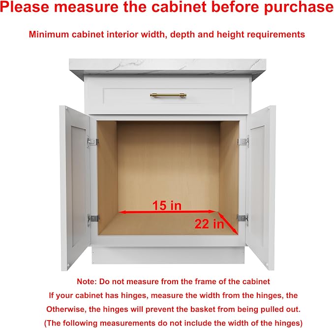 Sikarou Pull Out Cabinet Organizer 14"W x 21"D Wood and Wire Storage Shelf - Image 3