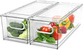 2 Pack Refrigerator Organizer Bins Stackable Fridge Organizer Set with Pull-out Drawer Clear Vegetable Fruit Storage Containers for Kitchen Pantry Organization by GREENBY