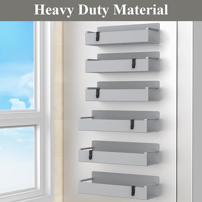 6 Pack Magnetic Spice Rack Organizer for Refrigerator and Oven, Silver Fridge Organizers and Storage for Kitchen - Image 4