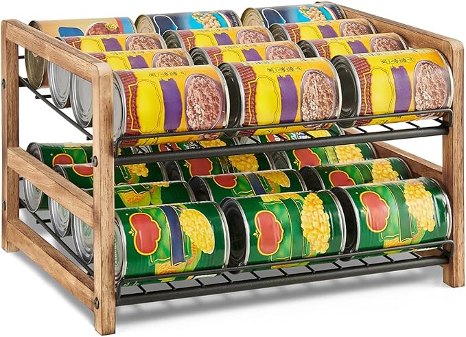 DGWJSU Can Organizer for Pantry 2-Tier, Holds up to 24 Cans Storage | Cans Holders for Pantry, Cabinet, Countertop, Carbonized Brown by DGWJSU