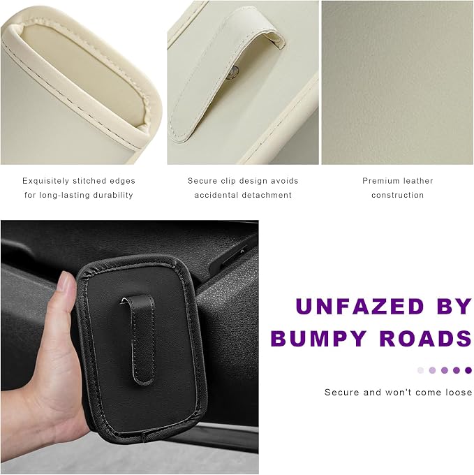 2 PCS Large Car Door Cup Holders, Clip On Beverage Drink Holder Vehicle Door Storage Organizer, Scratch-Resistant Leather Water Bottle Hanging Holder for SUV Sedan Truck (White) - Image 4