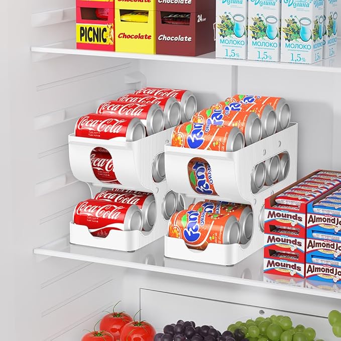 FIFO Soda Can Organizer for Pantry or Fridge, Holds 48 Cans | 4-Pack Automatic Rolling Drink Organizer for Fridge, Space-Saving Pop Can Dispenser/Holder/Storage/Container for Refrigerator - Image 3