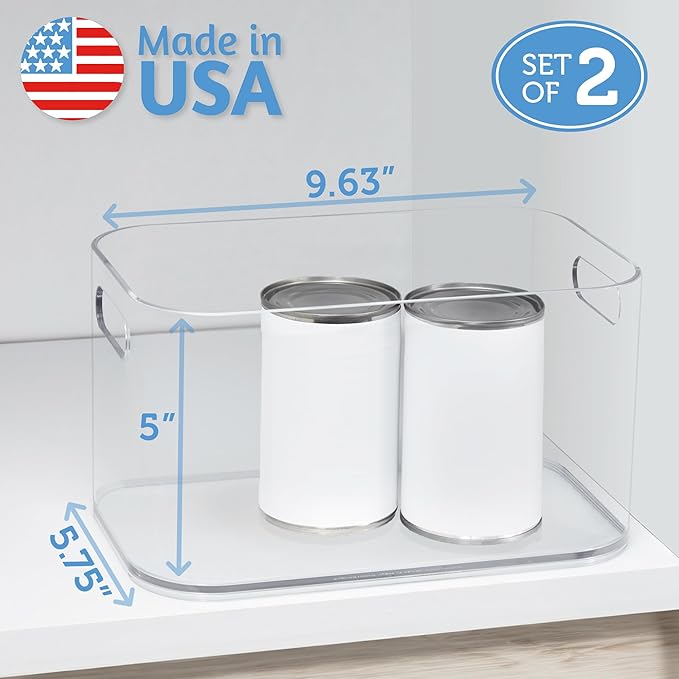 STORi Bliss 10" x 6" Open Clear Pantry Organizer Bin, Set of 2, Plastic Containers with Handle for Kitchen, Fridge, Cabinet, Closet, Bathrom, Undersink Storage Made in USA - Image 5