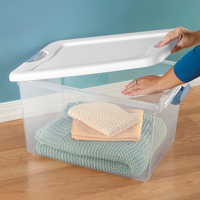 Sterilite 18-Pack Latching Box, Under Bed Storage Bins with Lids, Clear Plastic, 64 Quart - Heavy-Duty Organizing Containers for Closet, Bathroom, and Office - Image 6