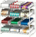 4 Tiers Stackable Can Rack Organizer, Wear-resistant Upgrade Beverage Food Can Dispenser Holder Holds up to 48 Cans for Kitchen Cabinet and Pantry (White) by Sulishang