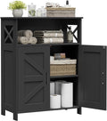 Homhedy Farmhouse Bathroom Storage Cabinet with Doors, Small Floor Cabinet | Toilet Paper Cabinet with Adjustable Shelf, Freestanding Storage Cabinet for Kitchen/Laundry/Living Room, 24"W, Black by Homhedy