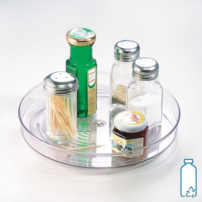 iDesign 9-Inch Lazy Susan Organizer | Small Turntable, For Cabinet or Pantry, Clear - Image 3