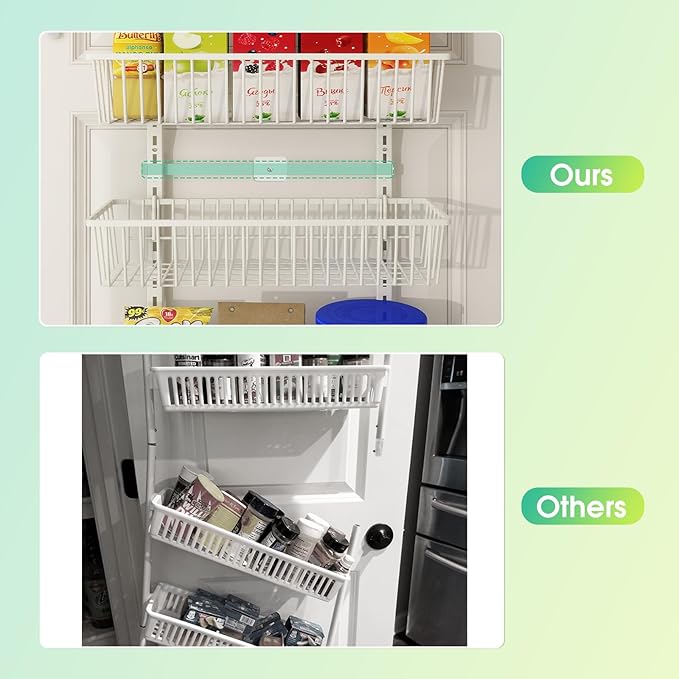 Mefirt White 9-Tier Over The Door Pantry Organizer, Pantry Organization | Pantry Hanging Organizers and Storage, Adjustable Heavy-Duty Metal for Home & Kitchen, Back of Door Seasoning Rack - Image 4