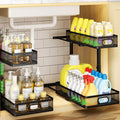 Under Sink Organizer 2-Pack, Metal 2-Tier Pull-Out Cabinet Shelf with Slide-Out Mesh Drawers, Height Adjustable, Space-Saving Under Sink Storage Racks for Kitchen, Bathroom, Laundry Room by AURIKAR