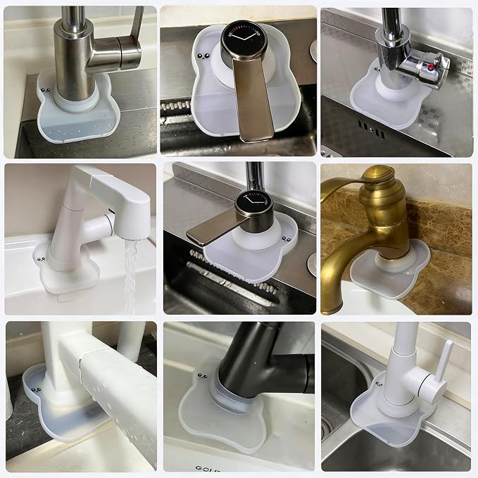 Silicone Faucet Mat for Kitchen Tap Compact Sink Splash Guard Protectors Behind Draining,Clear 2PCS - Image 5