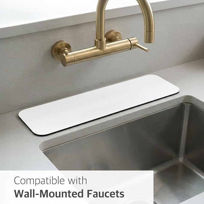 Customizable Kitchen Sink Faucet Mat: 24" Lx4 W Absorbent Splash Guard | Non-slip Fabric Rubber Mat, Cut to Fit Oval Rectangle Square Faucet & 2,3,4 Holes Irregular Sink with Soap Dispenser Air Gap - Image 7