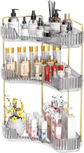 GTI 3-Tier Corner Bathroom Counter Organizer, Large Capacity Makeup Organizer Countertop, Perfume Cosmetics Skincare Vanity Organizers, Exquisite Countertop Storage for Women (Gray) by GTI