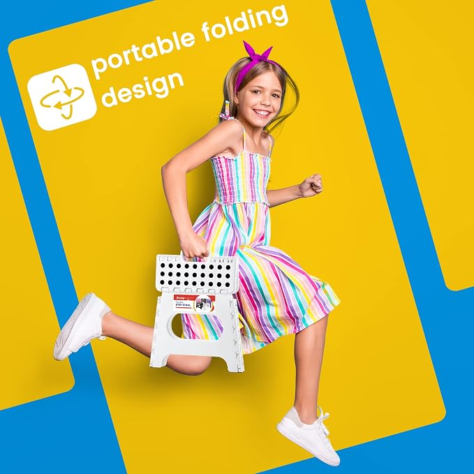 12 Pack 11 Inch Folding Step Stool, Sturdy Plastic Foldable Step Stool for Kids & Adults, Non Slip Lightweight Collapsible Foot Stools Holds 300 lbs, Ideal for Kitchen, Bathroom, Outdoor, White - Image 6