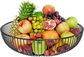 Simple Trending Round Metal Fruit Basket Bowl for Kitchen Counter - Rust-Proof, Non-Slip & Breathable Wire Organizer for Fruits, Veggies, Snacks, Black (11“ Diameter x 3.2” H) by SimpleTrending