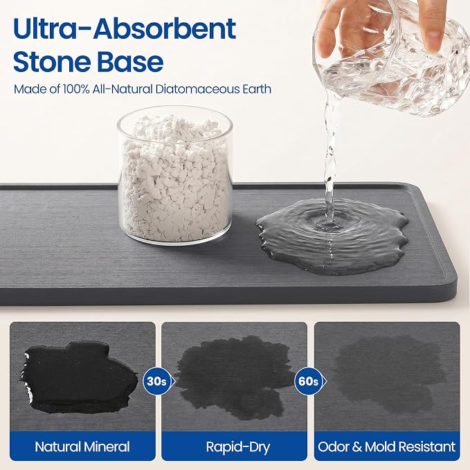 Kitchen Sink Organizer, Large Sink Caddy with Sponge Holder & Diatomite Mat | Cleaning Supplies in One Place, Kitchen Countertop Organizer, Home Essentials, Brush Holder, Quick Dry Tray, Fewer Puddles - Image 3