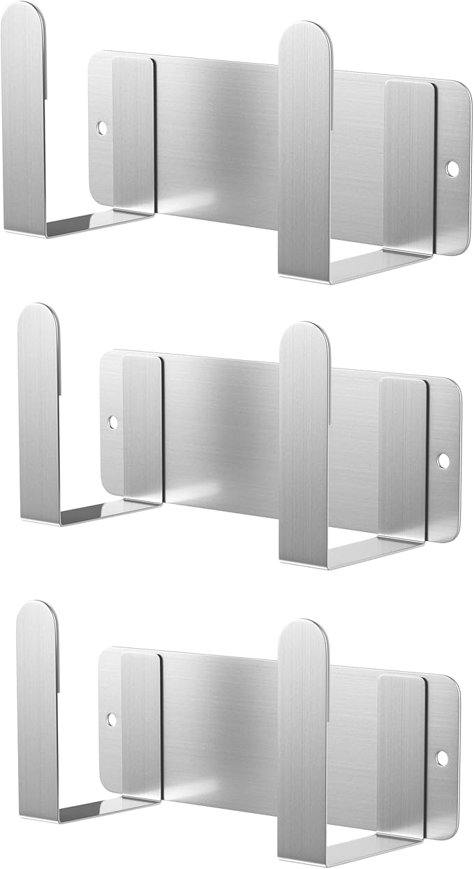 3 Pack Stainless Steel Wall Mounted Cutting Board Holder, Punch-Free Adhesive Pot Lid Organizer, Multifunctional Kitchen Storage Rack, Rustproof Heavy Duty - Image 2
