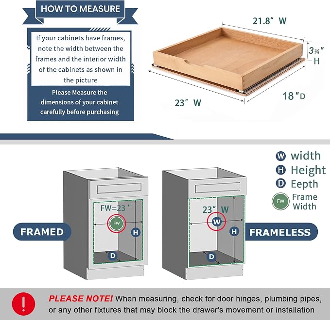 Pull Out Cabinet Drawers - 6x2 Size Options (12-23'W,18-21'D), Pre-Assembled with Soft Close Slides, Solid Beechwood, Easy Installation(23'W x 18'D) - Image 2