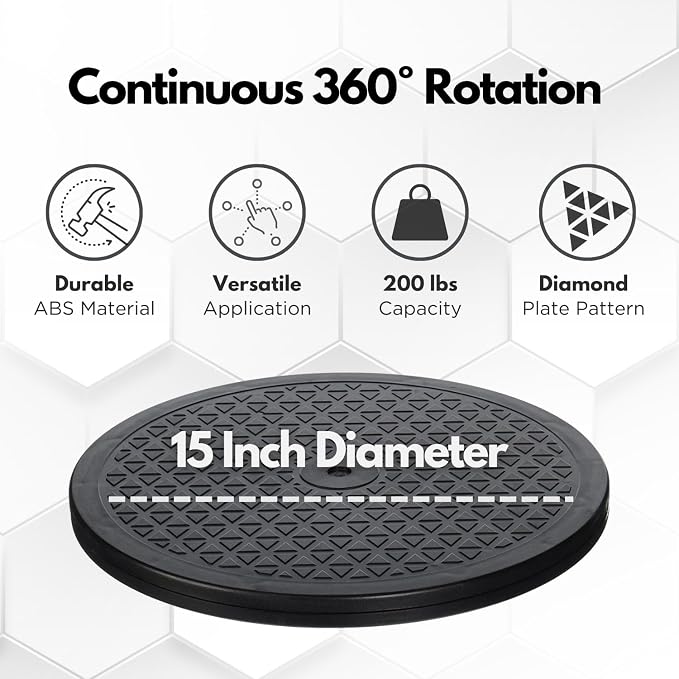 LapWorks 12-Inch Heavy-Duty Swivel Stand, Pack of 2 – 150lbs Capacity, Slim 0.8” Profile – Lazy Susan and Turntable for Monitors, Plants, Displays, and Crafts – Non-Slip Pad Included - Image 3