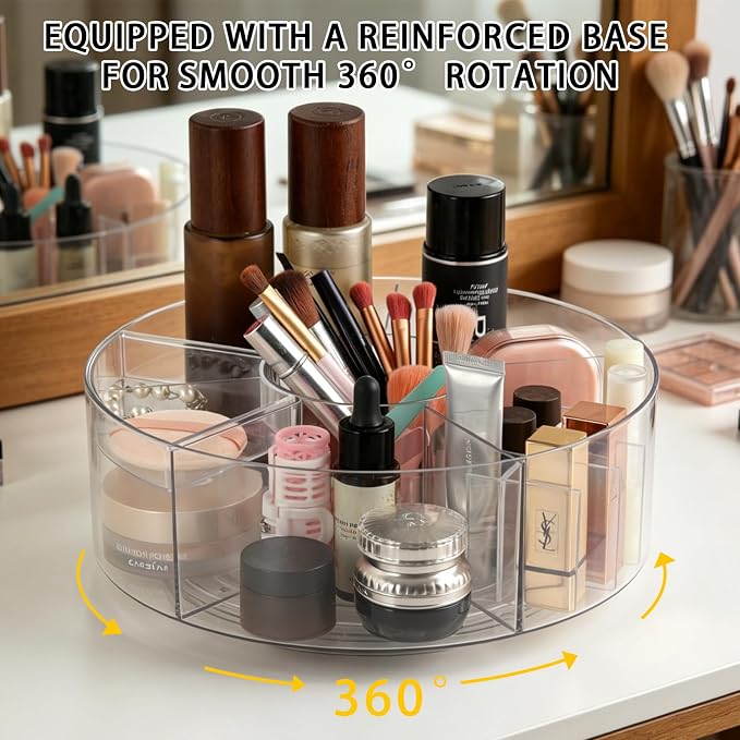 Lazy Susan Organizer 10in+12in 2Pcs Clear Rotating Tray 360° Turntable for Pantry Fridge Cabinet Kitchen Bathroom Storage，Spice Organization，Kitchen Condiment Organizer - Image 2